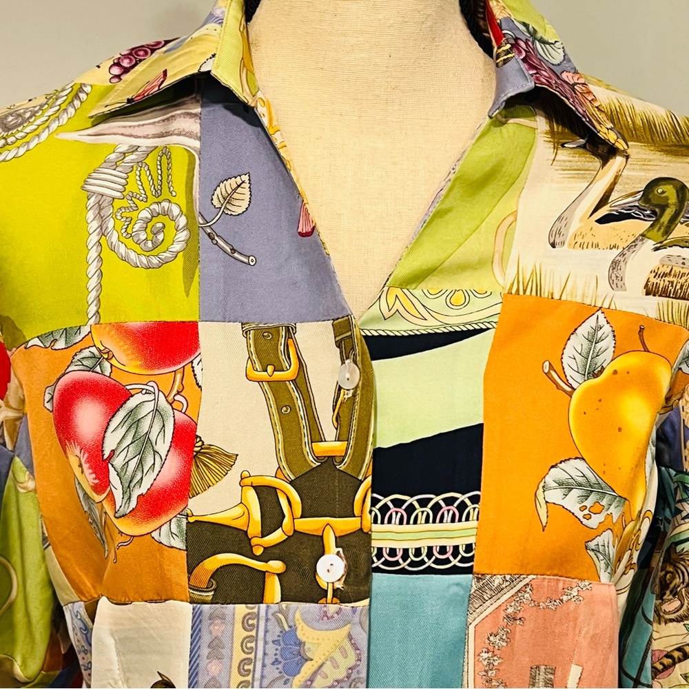 VTG J McGlaughlin Silk Collage Print Blouse Sz 6 - Picture 4 of 12